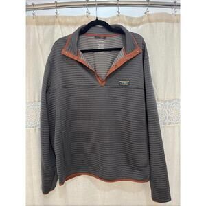 LL Bean Jacket Mens XL Gray Orange Airlight Knit Pullover Quilted Snap T
